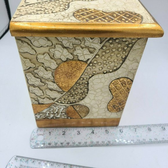 Hand Painted Art Deco Design Drawers Jewelry Box Armoire Cabinet Vintage - Picture 8 of 10